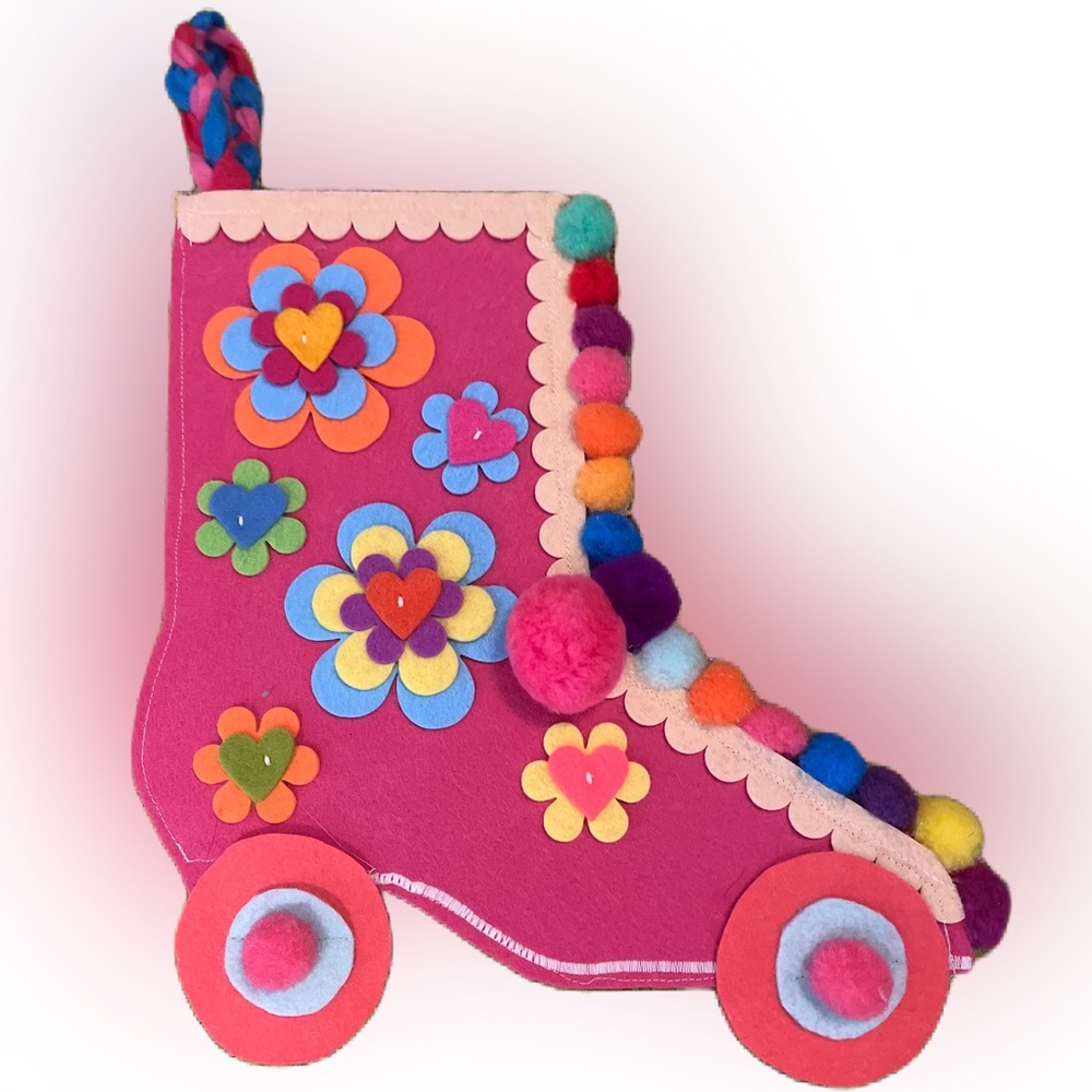 Handmade  Flower power, retro, groovy, rollerskate Christmas stocking